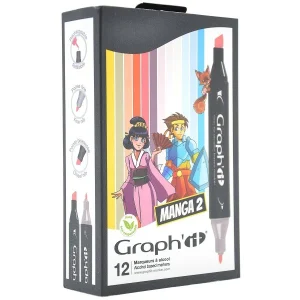 garantie de qualité Assortiment Feutre à Alcool Graph’it – Manga 2 – 12 Marqueurs 12