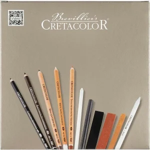 Brevillier’s Cretacolor Coffret – Crayons Beaux-arts – Fusain – Sanguine – Craie – Gomme – Taille-crayon – Cretacolor De Qualité 8