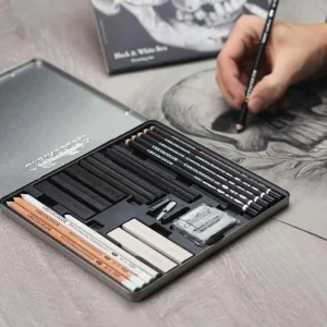 Brevillier’s Cretacolor Coffret Dessin Noir & Blanc 25 Pièces pas cher en vente 8