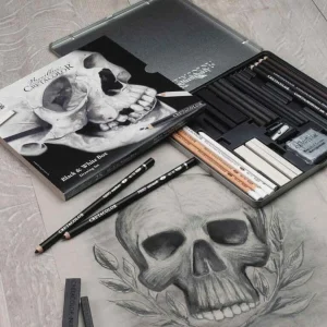 Brevillier’s Cretacolor Coffret Dessin Noir & Blanc 25 Pièces pas cher en vente 10