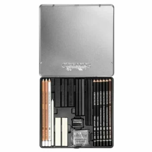 Brevillier’s Cretacolor Coffret Dessin Noir & Blanc 25 Pièces pas cher en vente 12