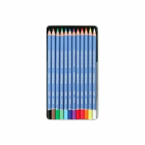 magasins pas chers Brevillier’s Cretacolor Set 12 Crayons De Couleur Aquarellables – Boîte Métal – Marino 6