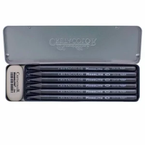 Brevillier’s Cretacolor Set 6 Crayons Esquisse Monilith Graphite Pur Et Gomme – Boîte Métal pas cher 6