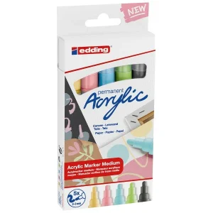 REMISE allant jusqu. Set De Marqueurs Acrylique Edding 5100 – Pointe Moyenne – Pastel – 5 Pcs 13